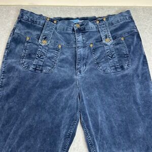 VTG Apollo Jeans Women Corduroy Blue Flare Leg Y2K Utility Pockets Rare 19/20